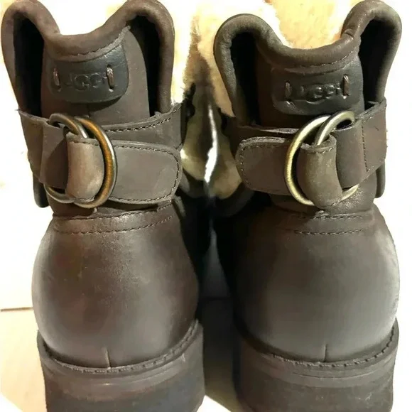 Ugg women’s ALDON water resistant leather boots stout dark brown US size 9 - Picture 11 of 12
